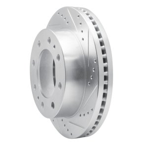 Ford F-350 Super Duty Brake Rotor (1) - Front Right - R1 Concepts - Drilled & Slotted - Silver - `06-`10